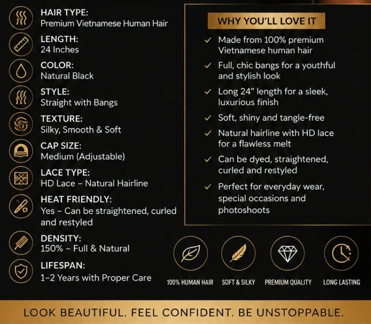 24” Black Bang Wig (Naomi Boss)